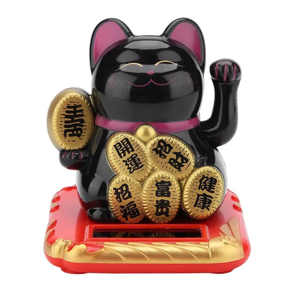1Pc Mini Fortune Cat Figurine, Waving Hand Feng Shui Cat Decoration Home, Car Ornament, Holiday Gift, Home Decoration