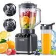 Professional Kitchen Blender 1200 Peak Watts with 5 Functions for Ice Crushing Frozen Fruit 52 Oz Glass Jar and 24 Oz To-Go Cup