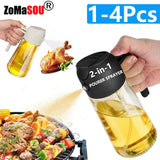 1-4Pc 2-In-1 Sprayer Pourer Oil Empty Bottle Plastic Oil Container Dispenser Vaporizer Kitchen Barbecue Camping Cooking Utensils