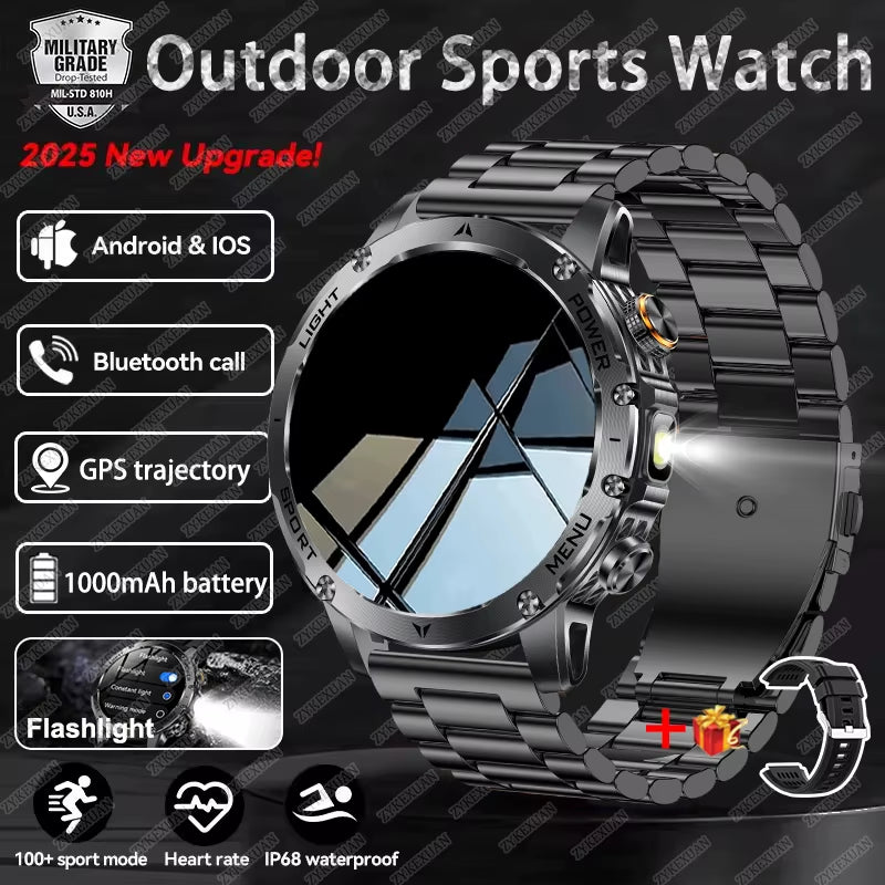 2025 Men 1.7-Inch AMOLED Screen Smart Watch 1000Mah Battery Heart Rate Bluetooth Call NFC GPS Tracker Sports Fitness Watches New
