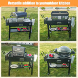 Outdoor Portable Grill Cart for Ninja Woodfire OG700 Series Griddle 28/34 Upgrade Height Quick-Fold Design Black with 4 Swivel