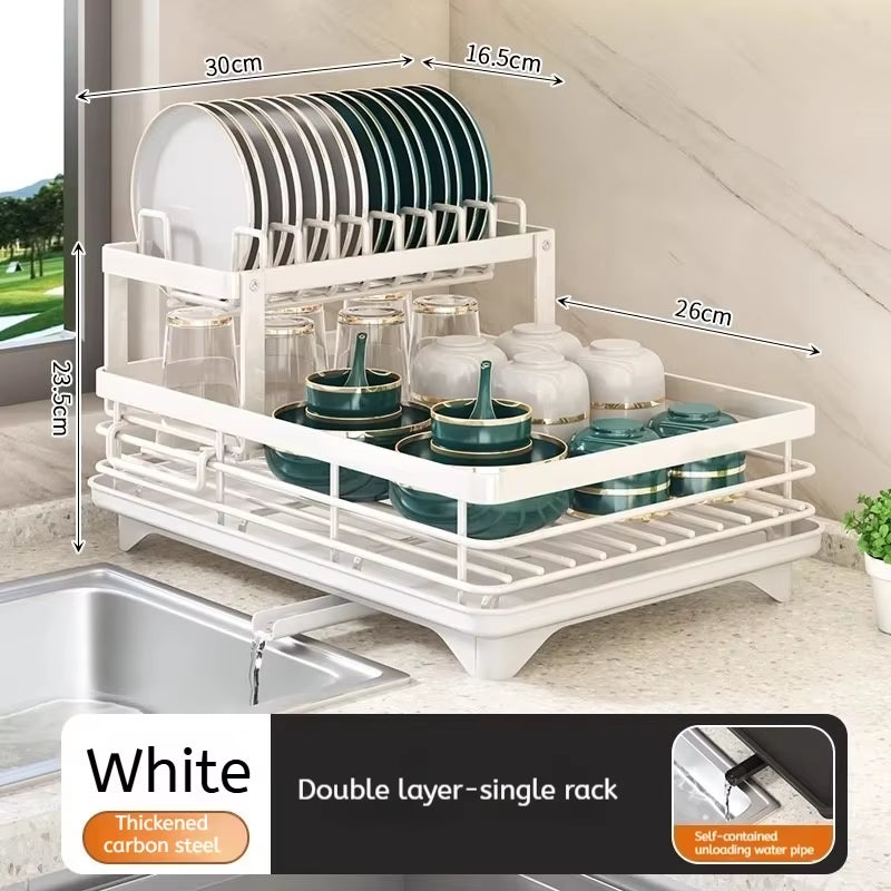 Stainless Steel Dish Drying Rack with Drainboard, over Sink Plate Organizer for Kitchen Storage & Organization
