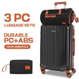 3Pcs Luggage Set Carry on Suitcase with Toiletry Bag Fitness Bag 20 Inch Suitcase with Spinner Wheel & TSA Lock for Business