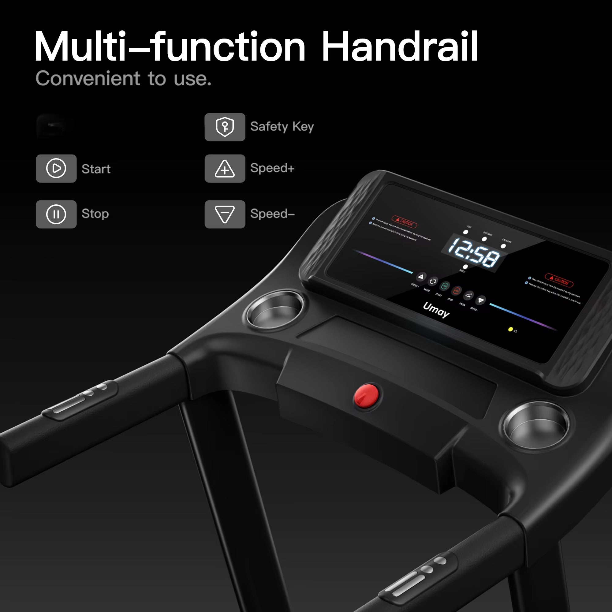 Home Folding Incline Treadmill with Pulse Sensors, 3.0 HP Quiet Brushless, 300 Lbs Capacity