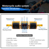 Motorcycle Speakers IP65 Waterproof Motorcycle Bluetooth Audio System - Handlebar-Mounted Speakers with USB/TF/AUX/FM