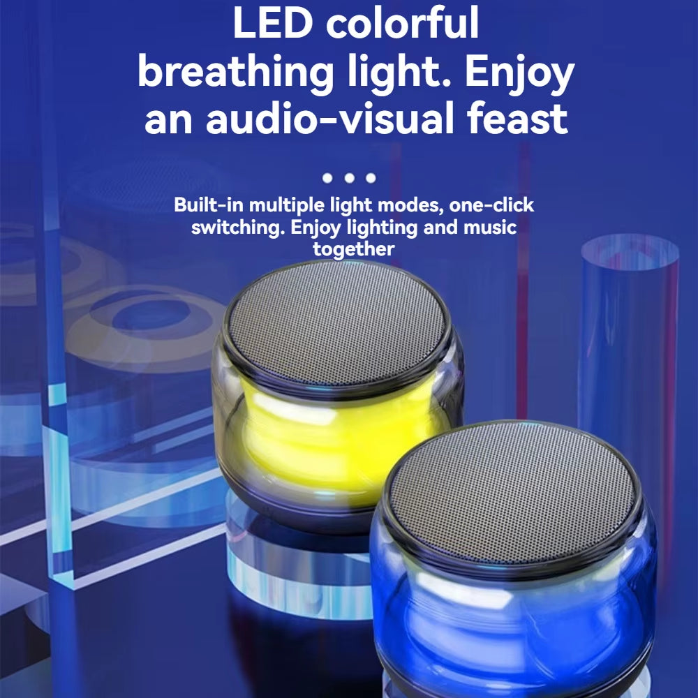360° Mini Compactly TWS Wireless Bluetooth-Compatible Speaker Soundbar Loudspeaker LED Lights for Outdoor Activity/Home/Travel