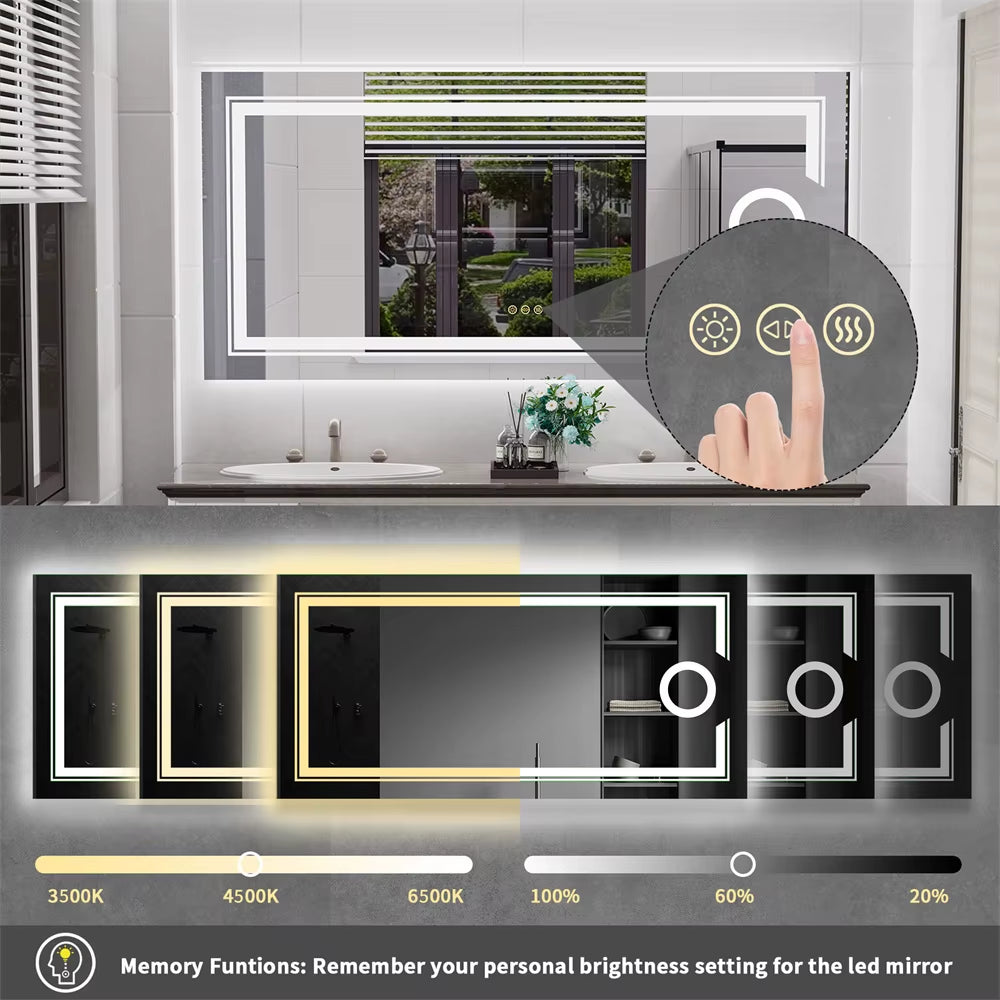 LED Mirror Bathroom Wall Mounted Magnifying Mirror for Washroom Toilet Shower Vanity Makeup Shaving Mirrors