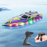 Electric RC Boat 2.4G Remote Control Stunt Speedboat Children Toy Lights High Speed RC Racing Boats Yacht Competitive Game Ship