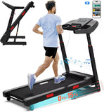 Auto Incline Treadmill with 400 Lbs Capacity - Foldable Running Machine for Home with APP, Voice Control and Speaker - 8.7 MPH