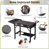 Portable Foldable Outdoor Grill Cart with Wheels, Fits 17-22 Inch Griddles, BBQ Prep Table Seasoning Tray
