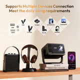 4K Android 11 Projector Native 1080P with Auto Keystone Focus Wifi 6 BT 5.4 Portable Outdoor Movie Home Cinema