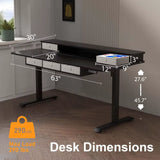 Ergonomic Electric Height Adjustable Standing Desk with 5 Drawers, 63 x 30 Inches, Customizable Office Furniture