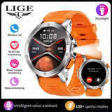 Sports Smart Watch Men LED Flashlight IP68 Waterproof Bluetooth Call Health Watches Voice Assistant Military Smartwatch Men
