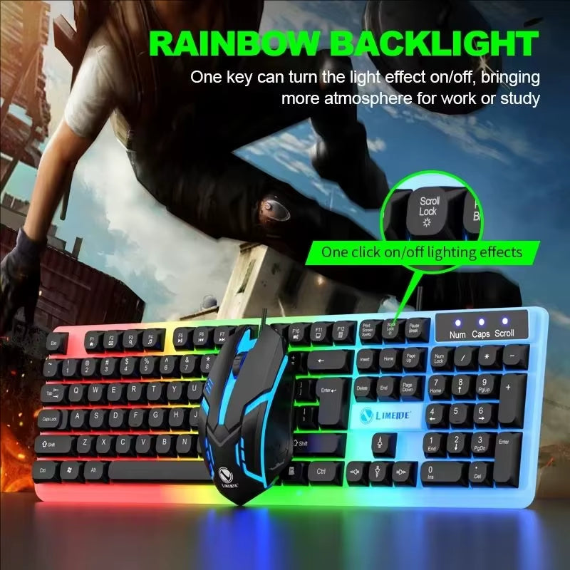GTX350 Gaming Keyboard Mouse Combos Computer Laptop Backlight Gamer Kit LED Wired Usb Keyboard GTX350 Set-Black