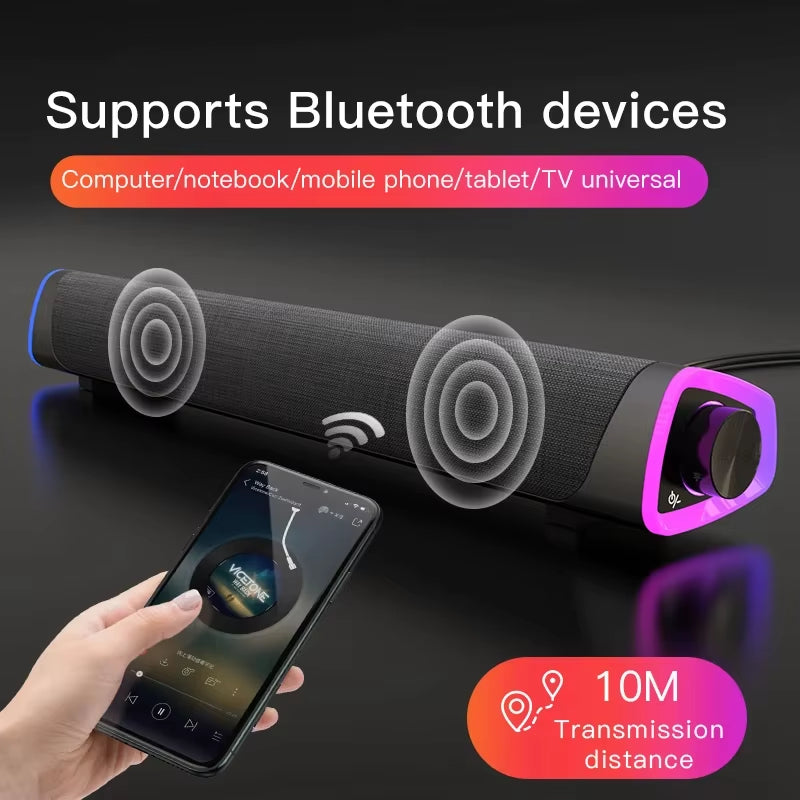 4D Computer Wired Loudspeaker Bluetooth Bar Stereo Sound Subwoofer Surround Soundbar Speaker for Macbook Laptop Notebook PC Game