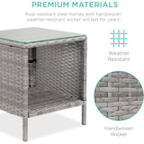 Best Choice Products 3-Piece Outdoor Wicker Conversation Bistro Set, Space Saving Patio Furniture for Garden W/Side Table - Gray