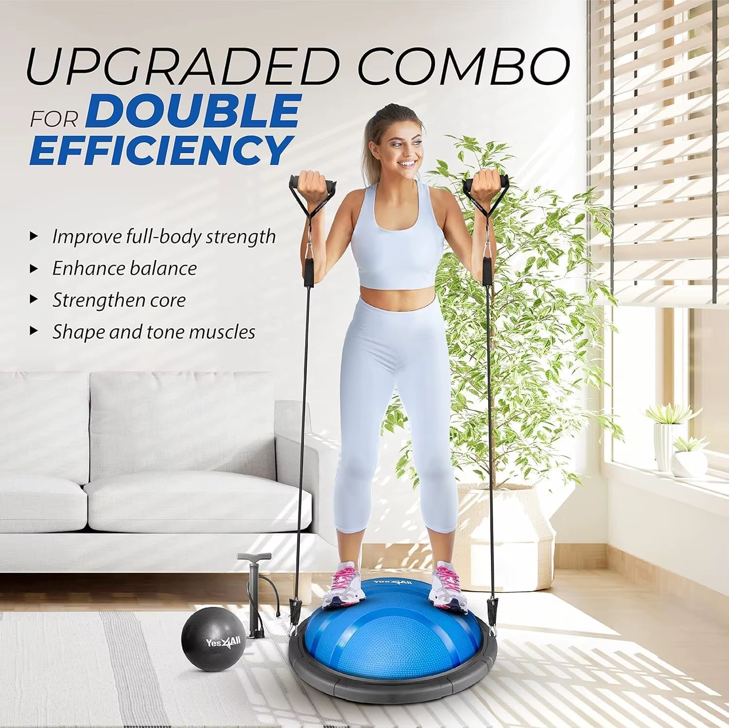 Yes4All 880LBS Half Ball Balance Trainer, Pilates Balance & Stability Ball for Exercises, Home Gym