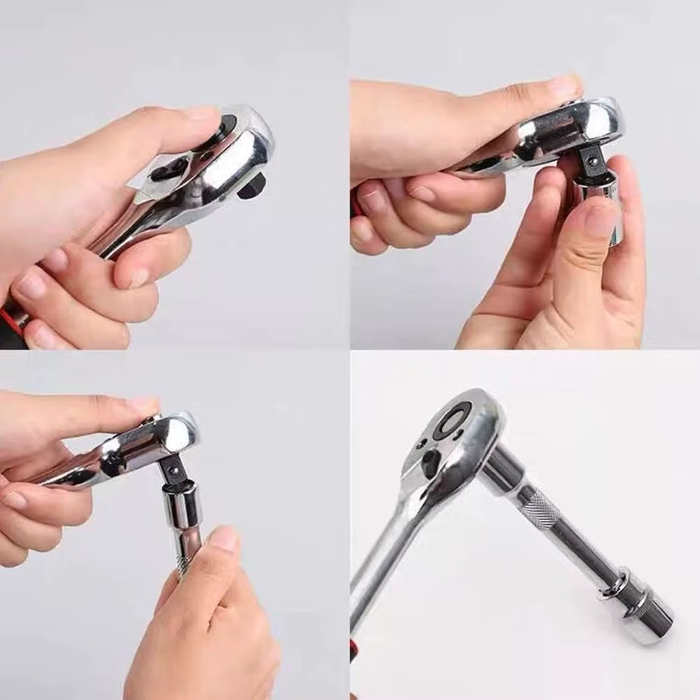 46-Piece 1/4 Inch Drive Socket Set - Metric Ratchet Wrench Kit with 4-14mm CR-V Sockets for Automotive and Household Repairs