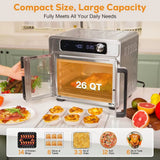 26-Quart French Door Air Fryer Toaster Oven with 24 Functions, Digital Controls, 12 Pizza, 6-Slice Toast, 6Lb Rotisserie, 6 Acce