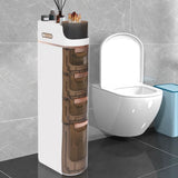 4-Drawer Slim Bathroom Storage Cart Mobile Freestanding PP Organizer White Tawny for Home Office Dorm