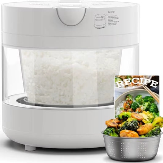 6 Cup Glass Rice Cooker Inner Pot with Stainless Steel Steamer Basket Zero Coating Multifunctional Steam and Slow Cook Ideal Fo