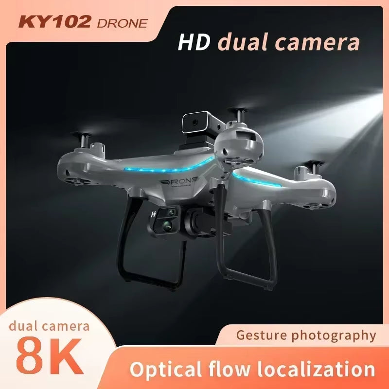 KY102 RC Drone 8K Professional Dual Camera Aerial 360° Quadcopter Obstacle Avoidance Optical Flow Aerial Dron Toys