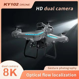 KY102 RC Drone 8K Professional Dual Camera Aerial 360° Quadcopter Obstacle Avoidance Optical Flow Aerial Dron Toys