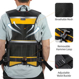 Multi-Pocket Tool Vest with Reflective Strips, Durable Oxford Fabric, Black and Yellow