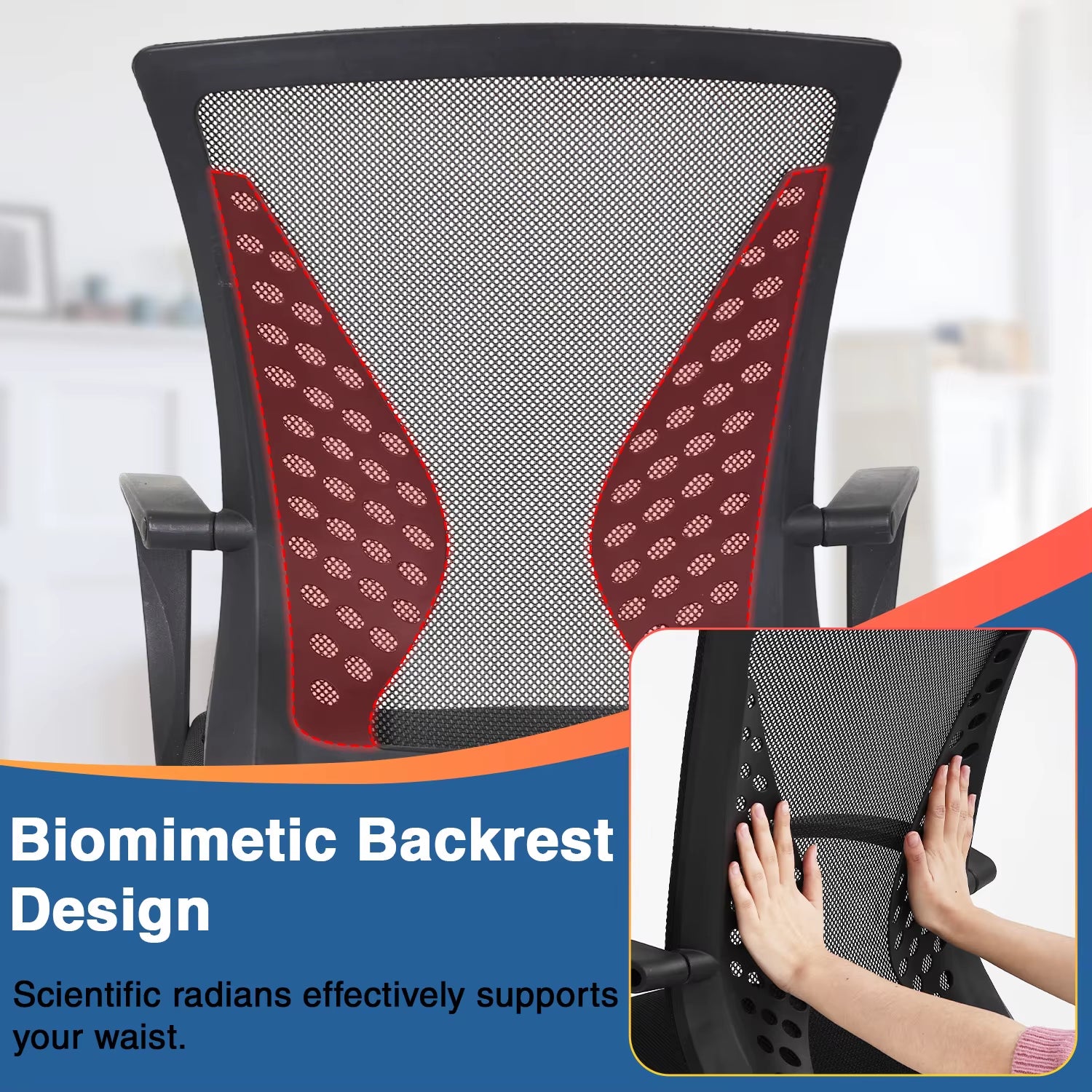 Ergonomic Mid Back Mesh Office Chair with Lumbar Support and Armrests