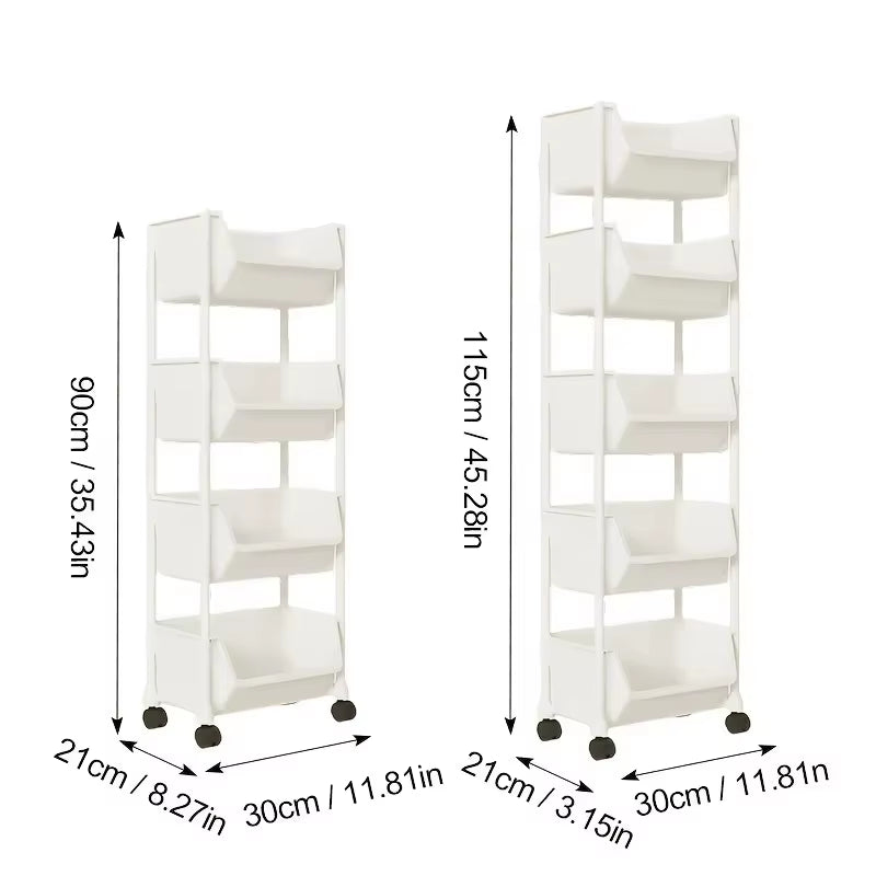 5-Layers with Wheels Storage Shelves，Bathroom Organizers and Storage，Storage Cabinet，Rolling Cart，Use for Home and Kitchen