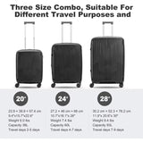 3-Piece Hardside Luggage Set with Spinner Wheels & TSA Lock, 20 Inch Carry On, 24 & 28 Inch Checked Suitcases
