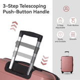 3Pc PP Hardshell Luggage Set TSA Lock Lightweight Durable Spinner Wheels Suitcases 20 24 28 Inch Pink Travel Set