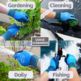 Waterproof Safety Work Gloves, Full Latex Coating, Non-Slip and Wear-Resistant, Gardening、Fishing、Outdoor, 2 Pairs