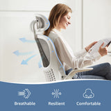 Ergonomic Mesh Office Chair with Adjustable Headrest and Flip-Up Arms, Featuring Comfortable Lumbar Support for Home Office Use