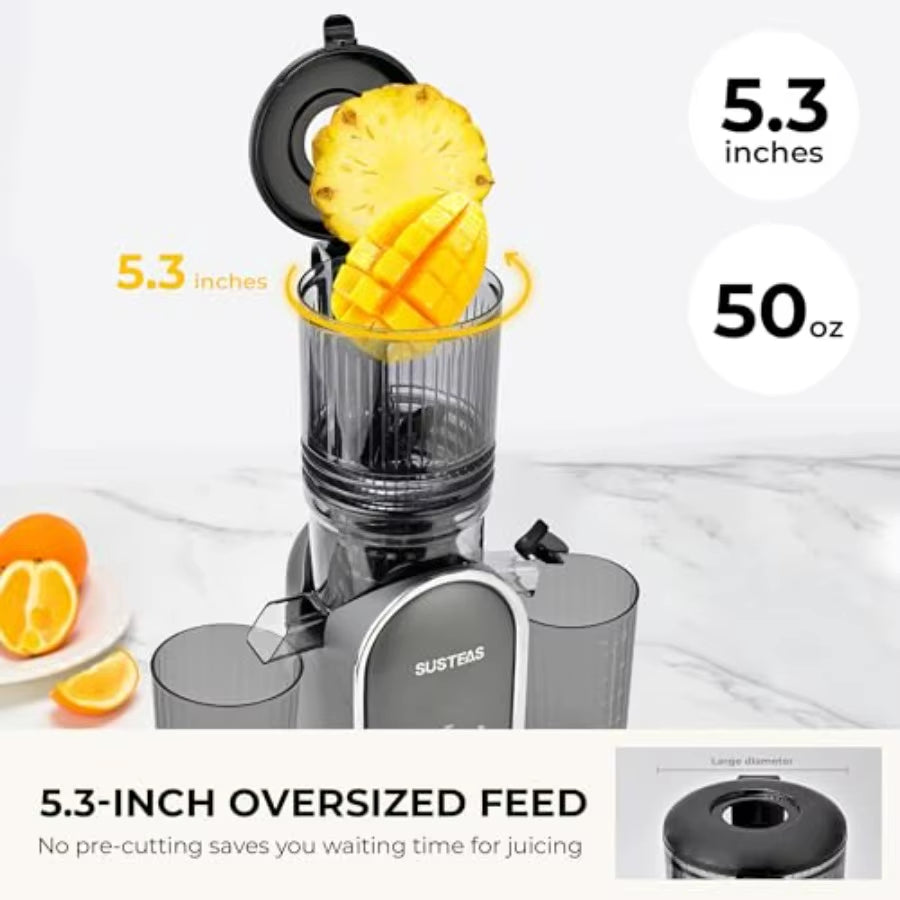 Cold Press Juicer Machine with 5.3 Feed Chute 50Oz Ccity 300W Slow Masticating Extractor for Whole Fruits and Vegetables Automa