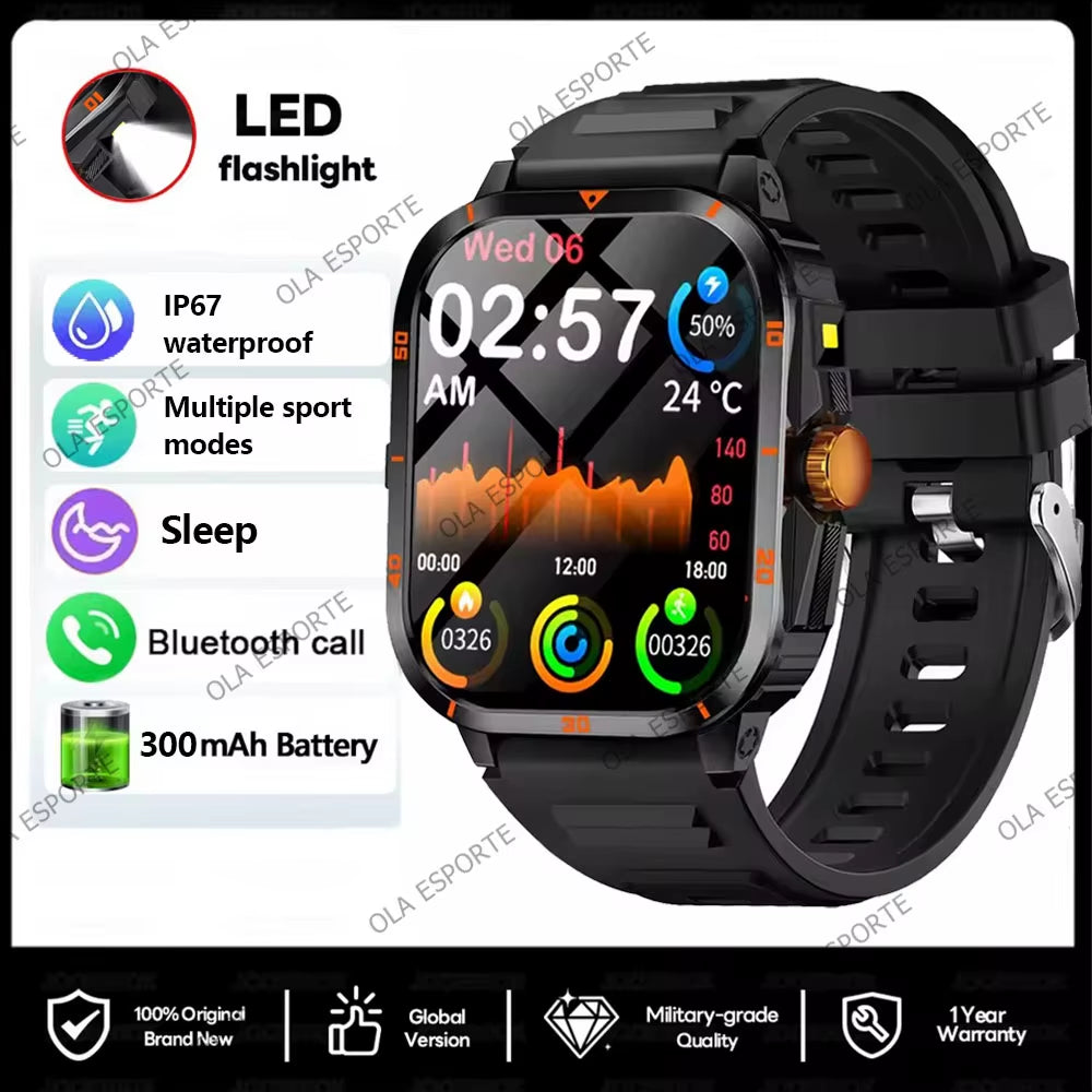 2025 NEW Military Smartwatch 2.01Inch HD Screen for Android/Ios Bluetooth Call Waterproof Outdoor Sports Fitness Smart Watch Men