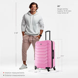 Lightweight Hardshell Spinner Luggage with Handle and Trolley, 28-Inch Pink Travel Suitcase