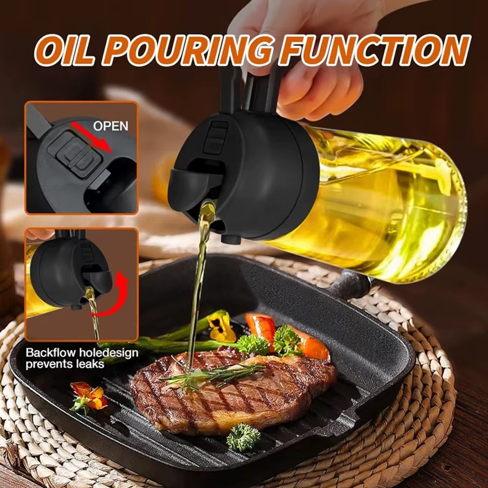 1-4Pc 2-In-1 Sprayer Pourer Oil Empty Bottle Plastic Oil Container Dispenser Vaporizer Kitchen Barbecue Camping Cooking Utensils