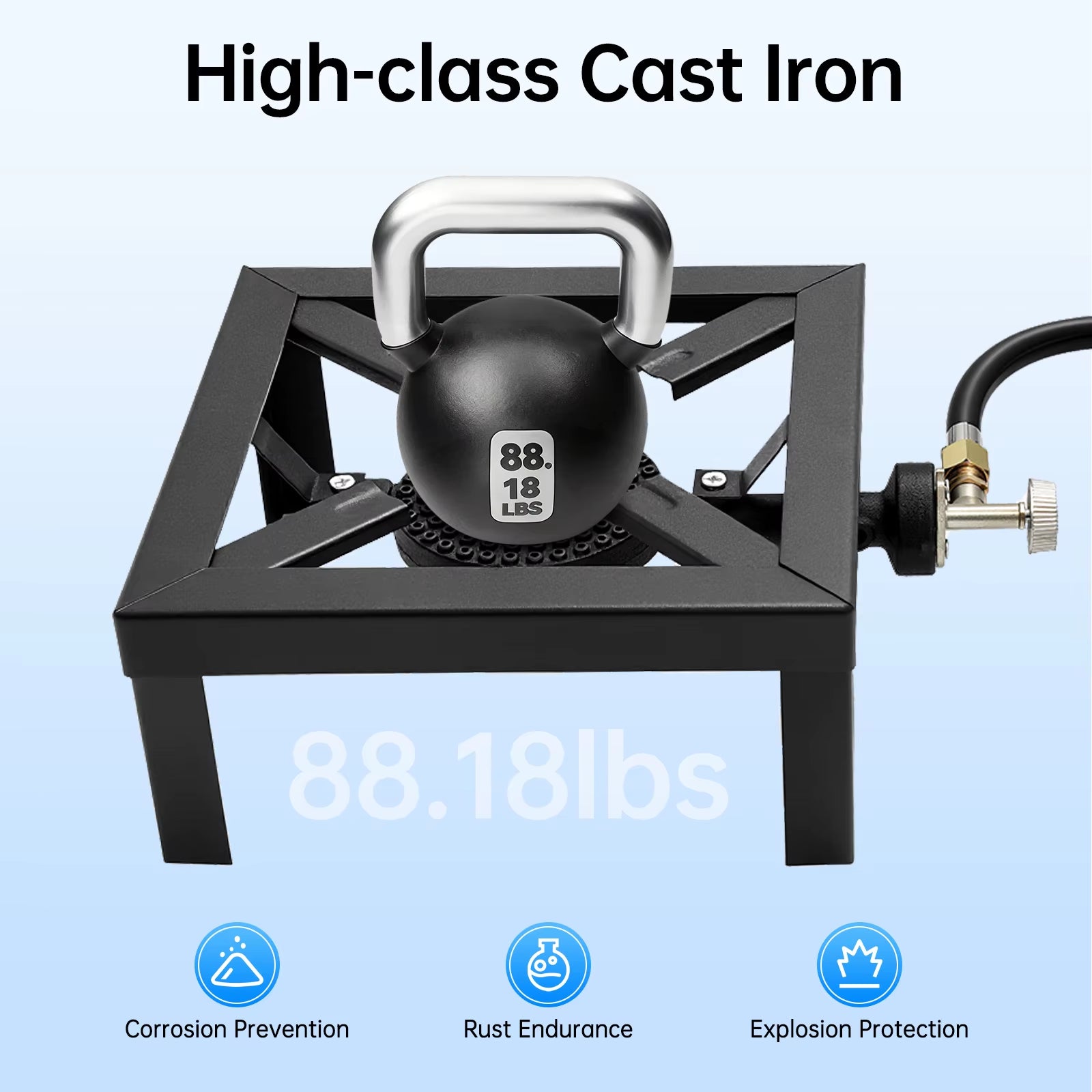 Portable Single Burner Outdoor Gas Stove Propane Cooker with Adjustable 0-10Psi Regulator Hose for Patio Camping, BBQ