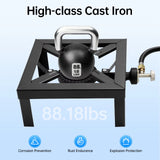 Portable Single Burner Outdoor Gas Stove Propane Cooker with Adjustable 0-10Psi Regulator Hose for Patio Camping, BBQ