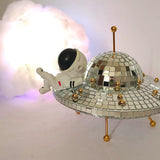 UFO Disco Mirror Ball Retro Reflective UFO Space World Shape DJ Light Modern Home Decor for Party Room Sculptures and Figurines