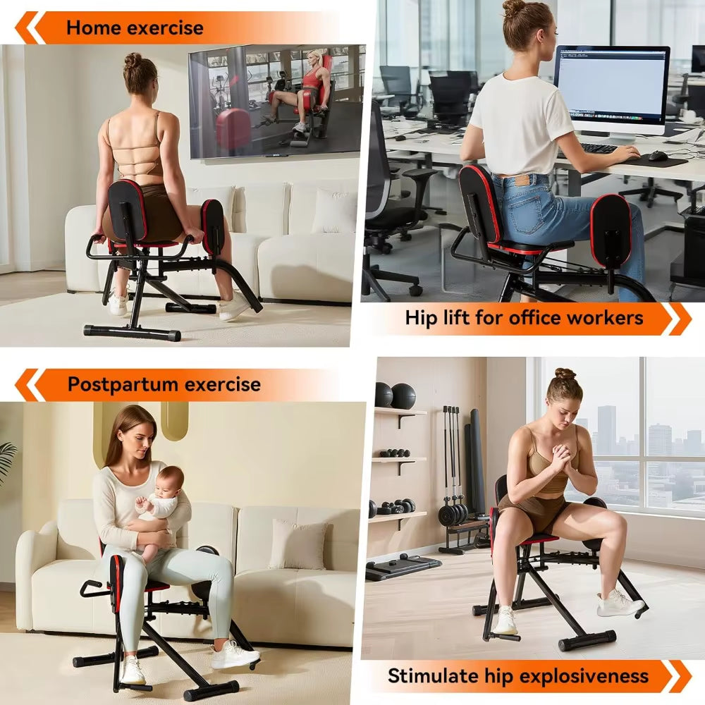ERGOLIFE 6 Resistances Hip Abduction Machine for Home Office Inner Thigh Exercise Equipment Glute Training Machine