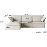 L-Shaped Plush Cloud-Like Sectional Sofa with Chaise and Removable Covers, Ideal for Living Rooms (Beige)