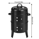Vertical Charcoal Smoker with Built-In Thermometer BBQ Smoker Grill 2 Access Doors for Parties Camping Outdoor Cooking