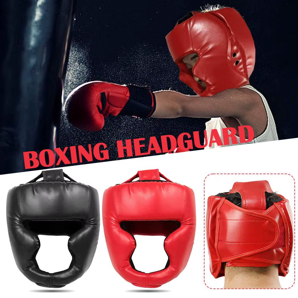 Full-Covered Pu Boxing Helmet Kids Adults Muay Thai Equipment Headgear Guard Training Taekwondo Head Boxing Sparring Gym A8Z5