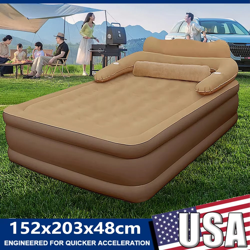 203X152X48Cm Automatic Inflatable Mattress Home Outdoor Camping Rest Sleeping Bed Portable Folding Lazy Sofa Mat Car Air Cushion