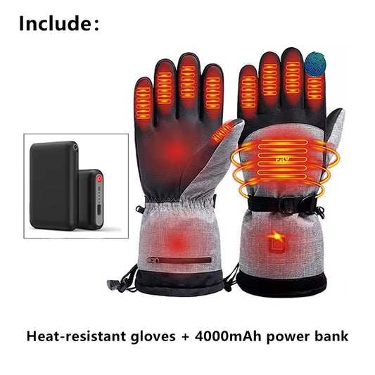 1Pair Heated Gloves Electric Thermal Warmer Gloves Cycling Motorcycle Bicycle Ski Outdoor Activities Equipment Cotton Waterproof