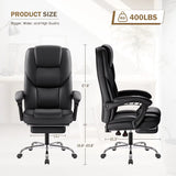 Ergonomic Executive Office Chair with Footrest for Big and Tall Users - Adjustable Reclining Desk Chair for Home and Office