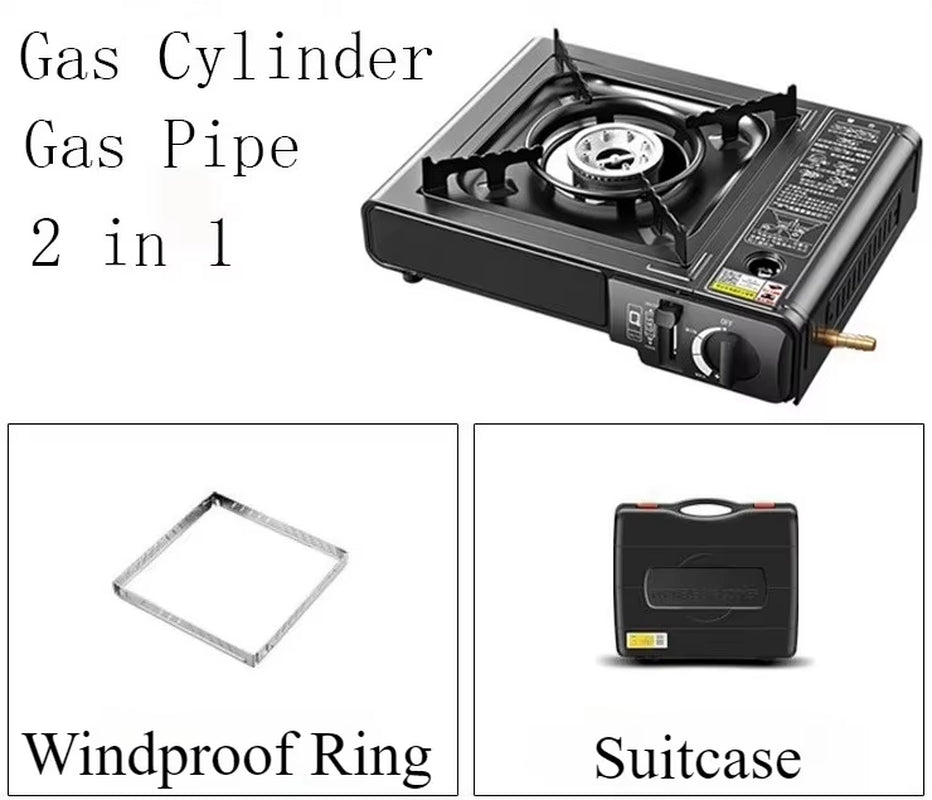 Outdoor Cassette Gas Stove Dual Purpose Portable Gas Barbecue Furnace Picnic Stove Camping Gas Cooking Utensils