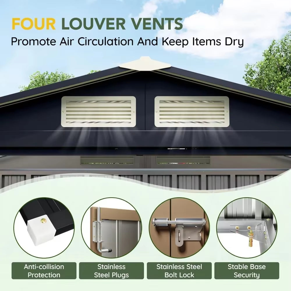 5X3Ft Outdoor Steel Storage Shed, Lockable Doors, Compact Metal Tool Shed for Garden, Backyard, Patio, Utility, and Bike Storage